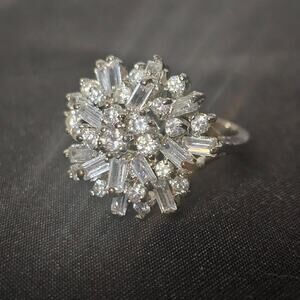 Bella Luce White Starburst CZ Rhodium Over Sterling Silver Ring 3.81ctw Size 8